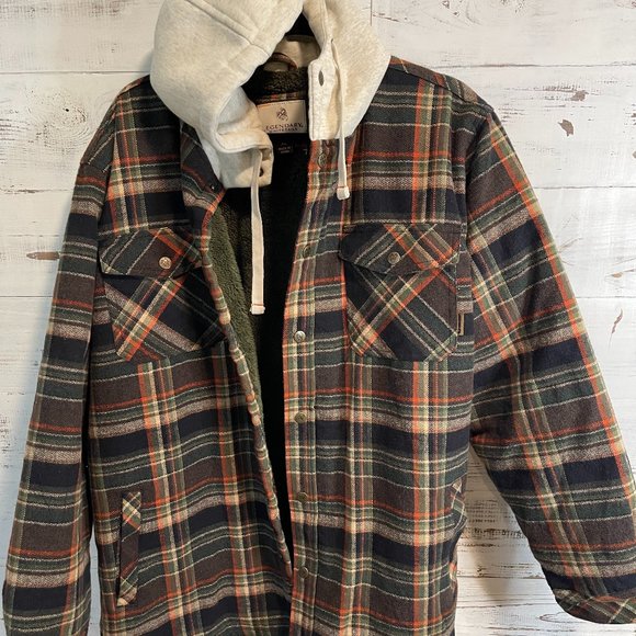 Men's Berber Lined Hooded Flannel Shirt Jacket - Picture 2 of 6